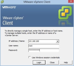 vSphere client connection