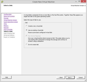 use existing virtual disk